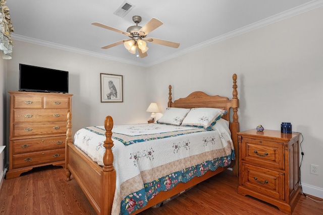 72 Anchor Dr, Rossville, GA 30741 - bedroom with wood finished floors, crown molding, a ceiling fan, and baseboards