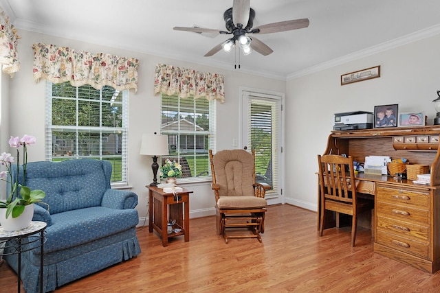 72 Anchor Dr, Rossville, GA 30741 - office space featuring wood finished floors, ornamental molding, ceiling fan, and baseboards