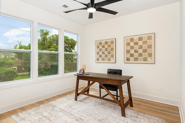 311 N 9th St, Nashville, TN 37206 - home office featuring wood finished floors, ceiling fan, and baseboards