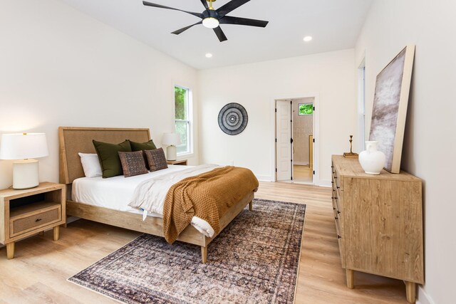 311 N 9th St, Nashville, TN 37206 - bedroom with light wood-style floors, recessed lighting, baseboards, and ceiling fan