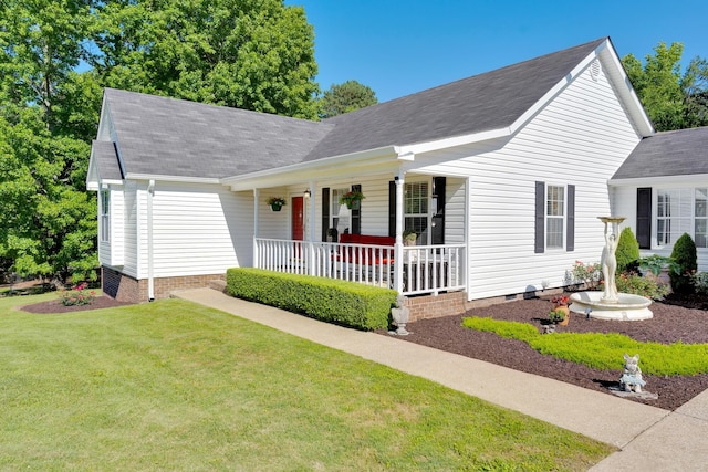108 Dalewood Cir, Chickamauga, GA 30707 - view of front of home featuring crawl space, covered porch, a front lawn, and roof with shingles