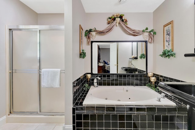 108 Dalewood Cir, Chickamauga, GA 30707 - bathroom with a shower stall, a whirlpool tub, and tile patterned flooring