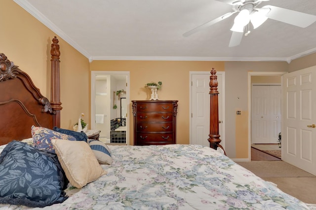 108 Dalewood Cir, Chickamauga, GA 30707 - carpeted bedroom with crown molding and a ceiling fan