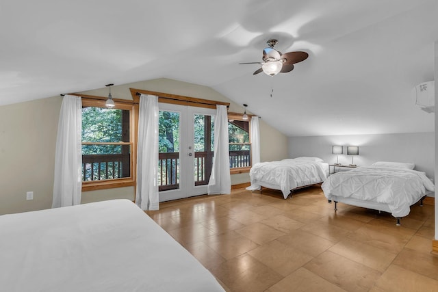 1353 Chapmansboro Rd, Chapmansboro, TN 37035 - bedroom featuring access to exterior, vaulted ceiling, and ceiling fan
