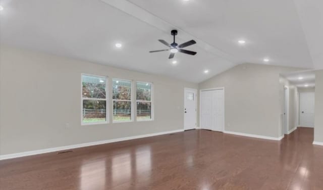 11066 New Cut Off Rd, Bon Aqua, TN 37025 - unfurnished living room featuring wood finished floors, a ceiling fan, baseboards, and recessed lighting