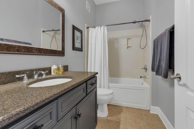 307 Seven Springs Way Unit 402, Brentwood, TN 37027 - full bath featuring toilet, shower / bath combo, vanity, tile patterned flooring, and baseboards