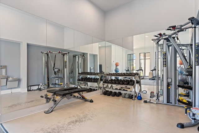 1041 E Trinity Ln Unit 419, Nashville, TN 37216 - exercise room featuring a towering ceiling