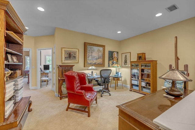 1552 Charleston Blvd, Murfreesboro, TN 37130 - home office featuring recessed lighting, light carpet, and baseboards