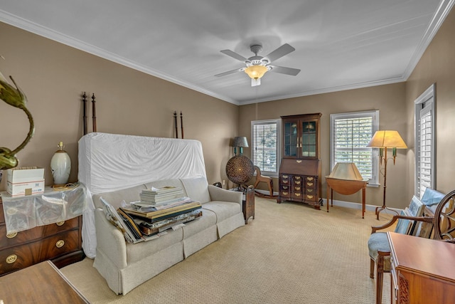 1552 Charleston Blvd, Murfreesboro, TN 37130 - carpeted bedroom featuring baseboards, crown molding, and ceiling fan