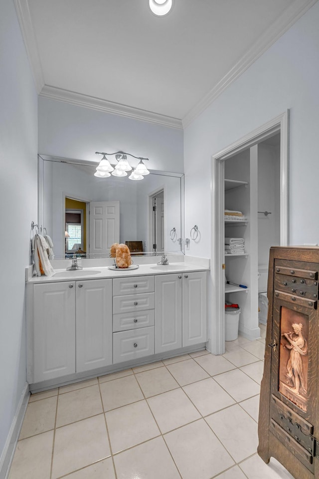 1552 Charleston Blvd, Murfreesboro, TN 37130 - full bath with ornamental molding, double vanity, and tile patterned flooring