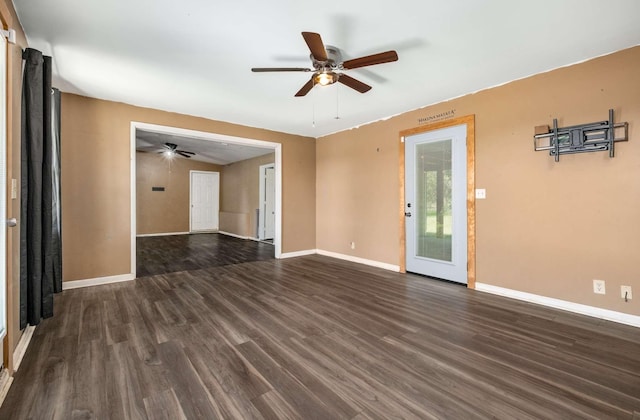 4706 Barfield Crescent Rd, Murfreesboro, TN 37128 - unfurnished room featuring ceiling fan, baseboards, and dark wood-style floors