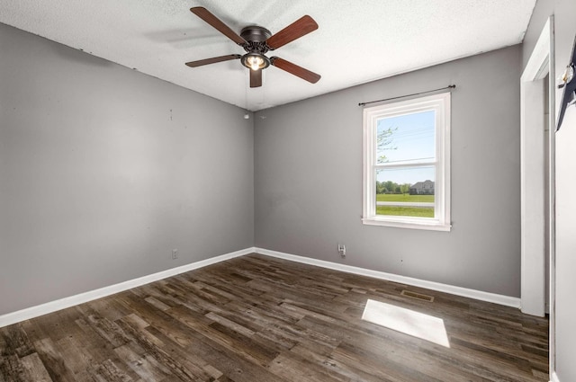 4706 Barfield Crescent Rd, Murfreesboro, TN 37128 - empty room with dark wood finished floors, a ceiling fan, baseboards, and a textured ceiling
