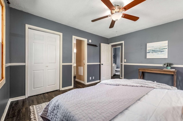 4706 Barfield Crescent Rd, Murfreesboro, TN 37128 - bedroom with wood finished floors, baseboards, a closet, and connected bathroom