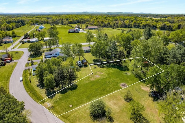 4706 Barfield Crescent Rd, Murfreesboro, TN 37128 - aerial view of property and surrounding area featuring property parcel outlined and a heavily wooded area