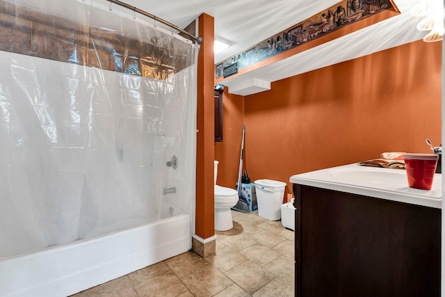 4028 Tomahawk Cir NW, Cleveland, TN 37312 - bathroom featuring toilet, shower / bath combination with curtain, vanity, and tile patterned floors