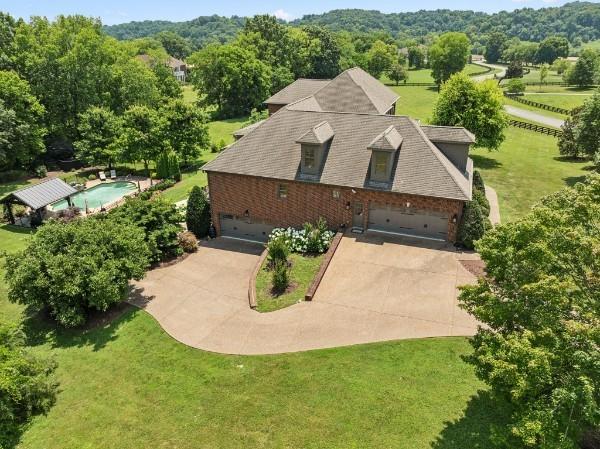 3630 Bear Creek Ln, Thompsons Station, TN 37179 - aerial view of property and surrounding area with a pool area