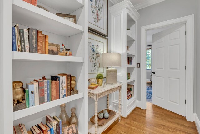 3630 Bear Creek Ln, Thompsons Station, TN 37179 - detailed view of wood finished floors, crown molding, and baseboards