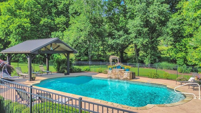 3630 Bear Creek Ln, Thompsons Station, TN 37179 - view of pool featuring a gazebo, a fenced backyard, and a patio
