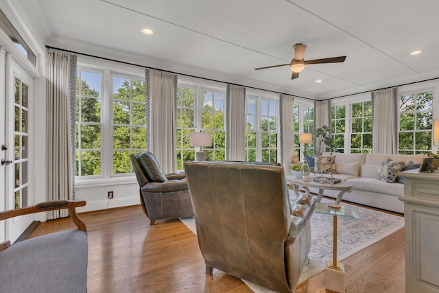 3630 Bear Creek Ln, Thompsons Station, TN 37179 - sunroom / solarium with french doors, recessed lighting, wood finished floors, and crown molding