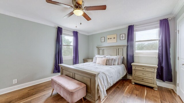 2432 Ponderosa Way, Antioch, TN 37013 - bedroom featuring crown molding, wood finished floors, baseboards, and ceiling fan