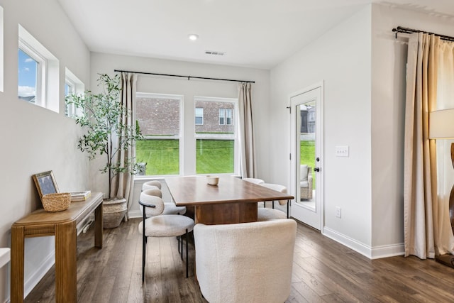 1705 Merkel Rd, Columbia, TN 38401 - dining space with healthy amount of natural light, dark wood-style flooring, recessed lighting, and baseboards