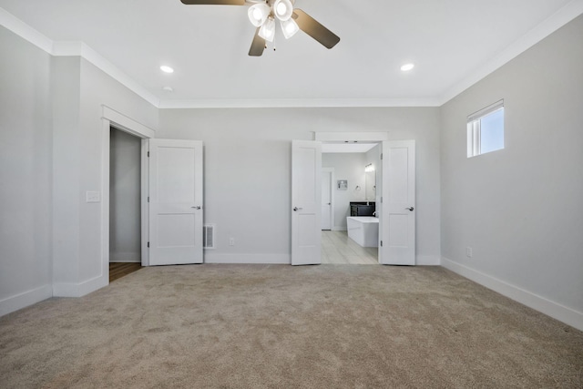 7209 Richvale Dr, Fairview, TN 37062 - unfurnished bedroom featuring light colored carpet, baseboards, crown molding, recessed lighting, and ensuite bath