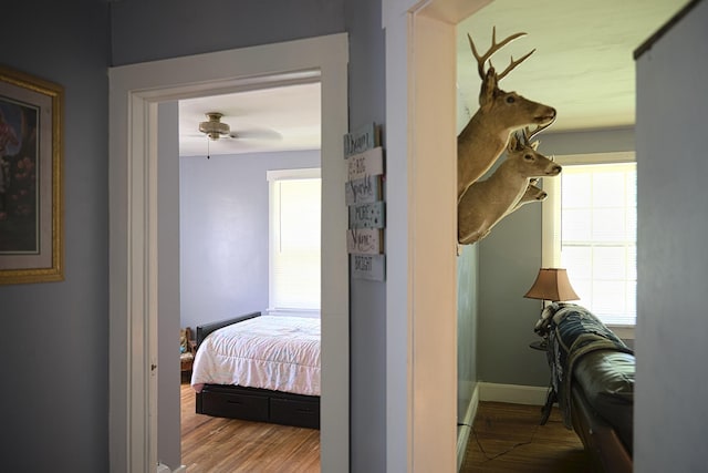 3281 Pulaski Hwy, Lawrenceburg, TN 38464 - bedroom with wood finished floors, a ceiling fan, and baseboards