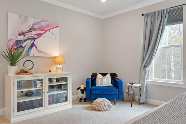 1336 Von Hallen Ct, Murfreesboro, TN 37128 - sitting room featuring carpet flooring, healthy amount of natural light, baseboards, and crown molding