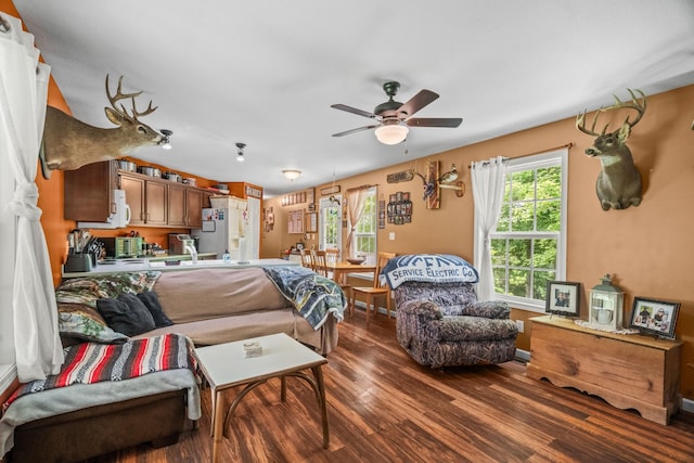 2751 Jarrell Ridge Rd, Clarksville, TN 37043 - bedroom featuring dark wood-style floors, freestanding refrigerator, and baseboards