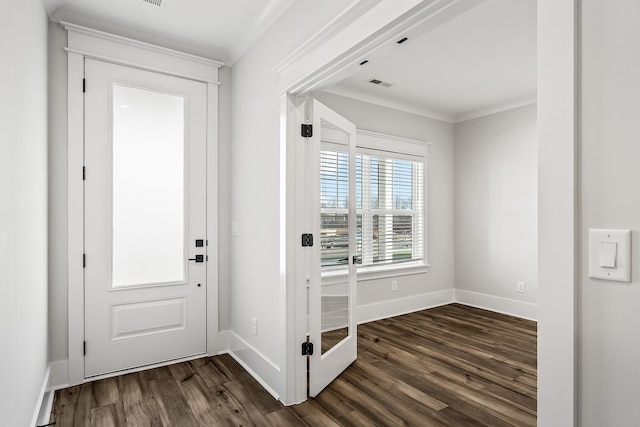 528 Kingwood Ln, White House, TN 37188 - entrance foyer featuring dark wood-style floors, crown molding, and baseboards