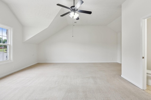 2889 Sharpie Dr, Clarksville, TN 37040 - bonus room with vaulted ceiling, light colored carpet, a ceiling fan, and baseboards