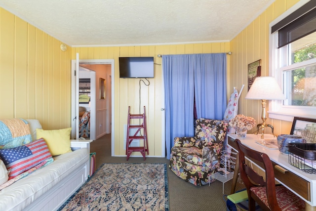 440 Bluff Point Ln, Waverly, TN 37185 - carpeted living area featuring a textured ceiling