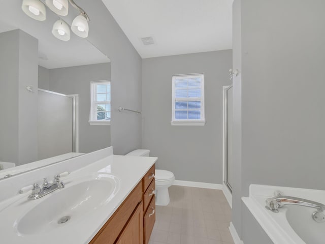 3825 Roscommon Way, Clarksville, TN 37040 - full bath featuring a shower stall, vanity, toilet, a bath, and baseboards