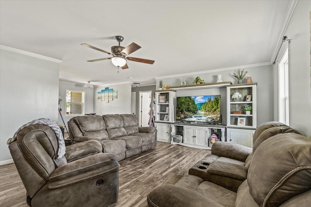 84 Del Toro Dr, Sparta, TN 38583 - living area with ornamental molding, ceiling fan, and wood finished floors