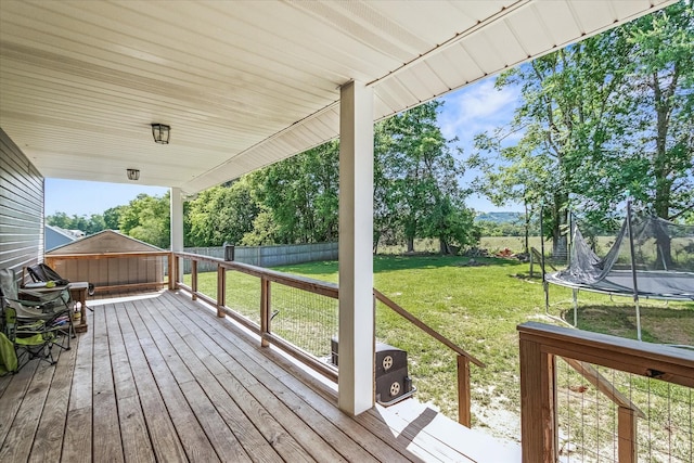 84 Del Toro Dr, Sparta, TN 38583 - wooden terrace featuring a trampoline and area for grilling