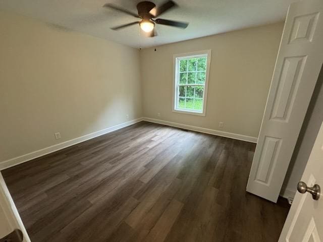 803 17th Ave E, Springfield, TN 37172 - empty room featuring ceiling fan, dark wood-style floors, and baseboards