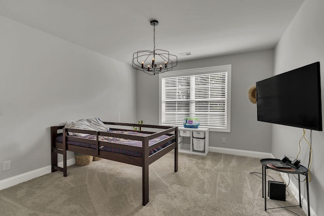 4480 Old Murfreesboro Rd W, Lebanon, TN 37090 - bedroom featuring carpet floors, a chandelier, and baseboards