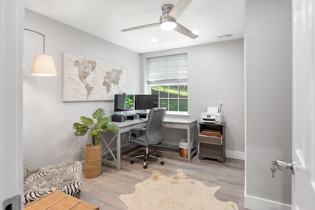 2878 Fly Rd, Santa Fe, TN 38482 - office featuring wood finished floors and a ceiling fan