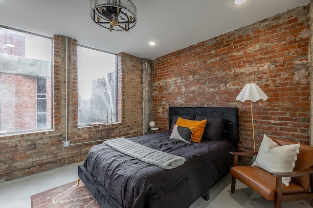 117 E 7th St Unit 302, Chattanooga, TN 37402 - bedroom featuring brick wall and recessed lighting
