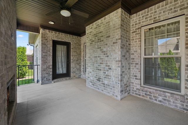 3317 Clovercroft Dr, Murfreesboro, TN 37130 - doorway to property featuring ceiling fan, brick siding, and a patio area