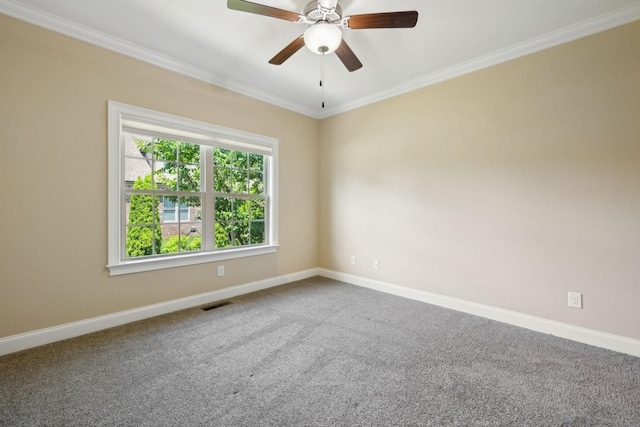 3317 Clovercroft Dr, Murfreesboro, TN 37130 - empty room with baseboards, carpet flooring, crown molding, and ceiling fan