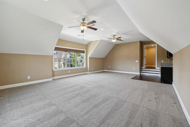 3317 Clovercroft Dr, Murfreesboro, TN 37130 - additional living space with carpet, lofted ceiling, ceiling fan, and baseboards