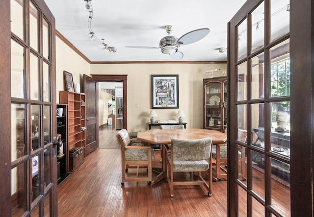 802 N 16th St, Nashville, TN 37206 - dining room with ceiling fan, crown molding, and hardwood / wood-style floors