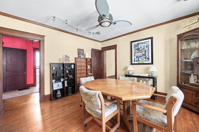 802 N 16th St, Nashville, TN 37206 - dining room with ornamental molding, light wood-style floors, ceiling fan, and baseboards