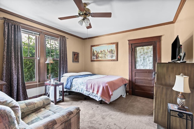 802 N 16th St, Nashville, TN 37206 - carpeted bedroom with crown molding and a ceiling fan