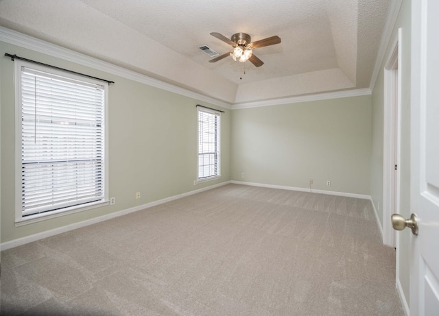 936 E Northfield Blvd, Murfreesboro, TN 37130 - unfurnished room with a ceiling fan, light carpet, a tray ceiling, baseboards, and a textured ceiling
