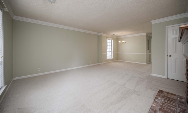 936 E Northfield Blvd, Murfreesboro, TN 37130 - unfurnished room with a chandelier, light carpet, crown molding, a textured ceiling, and baseboards