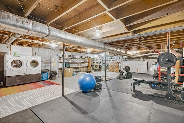 8801 Cedar Grove Rd, Cross Plains, TN 37049 - workout area featuring washer and dryer and electric water heater