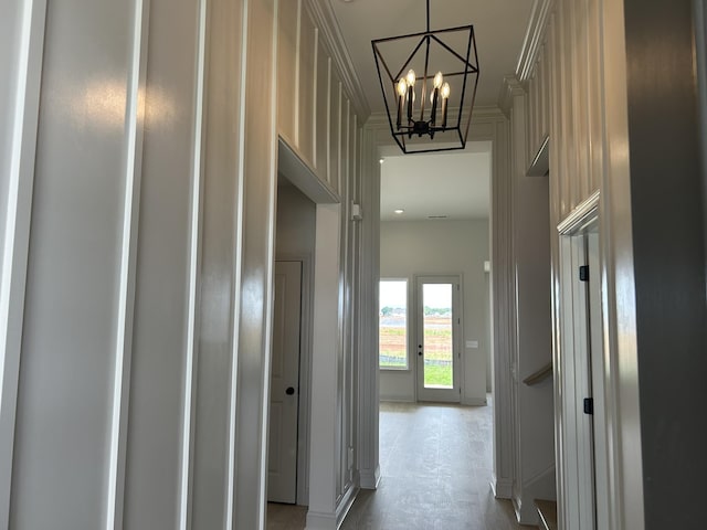 5416 Bridgemore Blvd, Murfreesboro, TN 37129 - hall with a chandelier and crown molding