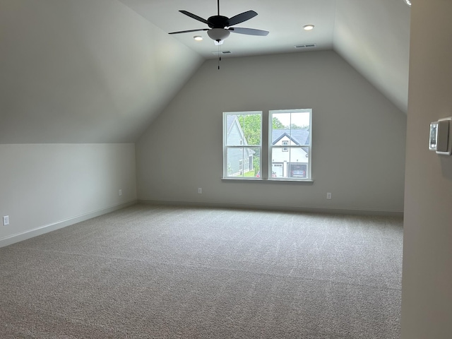 5416 Bridgemore Blvd, Murfreesboro, TN 37129 - additional living space featuring ceiling fan, carpet flooring, lofted ceiling, and baseboards